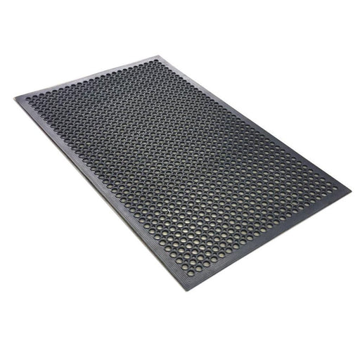 Choice 3' x 5' Black Grease-Resistant Anti-Fatigue Closed-Cell Nitrile  Rubber Floor Mat - 3/4 Thick