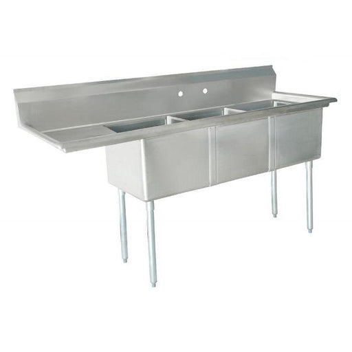 All Stainless 3 compartment 15x15 Small Sink w 15Drain Board RT