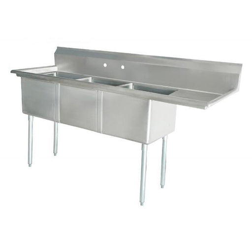 All Stainless 3 compartment 15x15 Small Sink w 15Drain Board LT