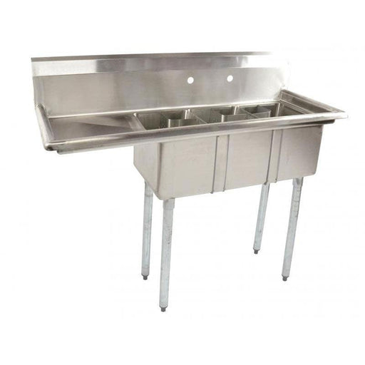 All Stainless 3 compartment 15x15 Small Sink w 15Drain Board RT