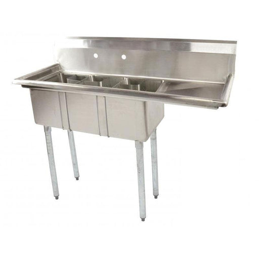 All Stainless 3 compartment 15x15 Small Sink w 15Drain Board LT