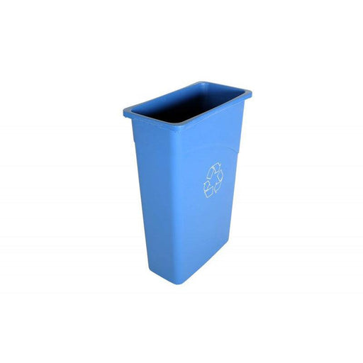 Winco PTCS-23L, 23 Gallon Blue Recycle Tall Square Plastic Trash Can