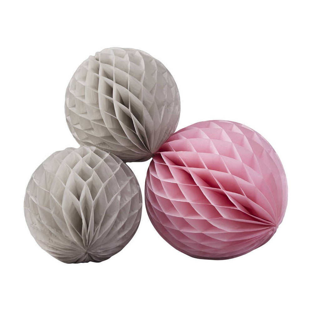Pink and Grey Honeycomb Balls