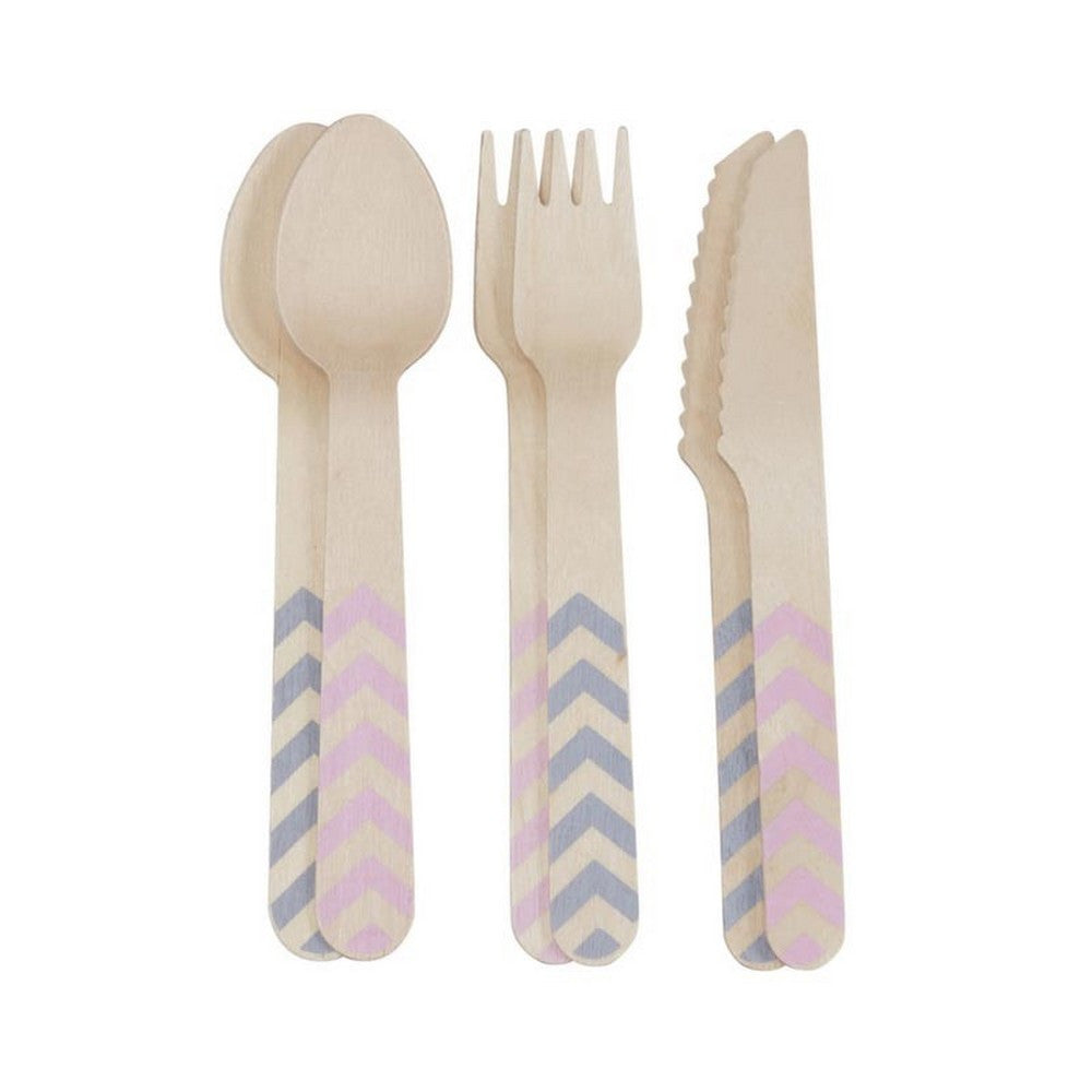 Pink and Grey Wooden Cutlery