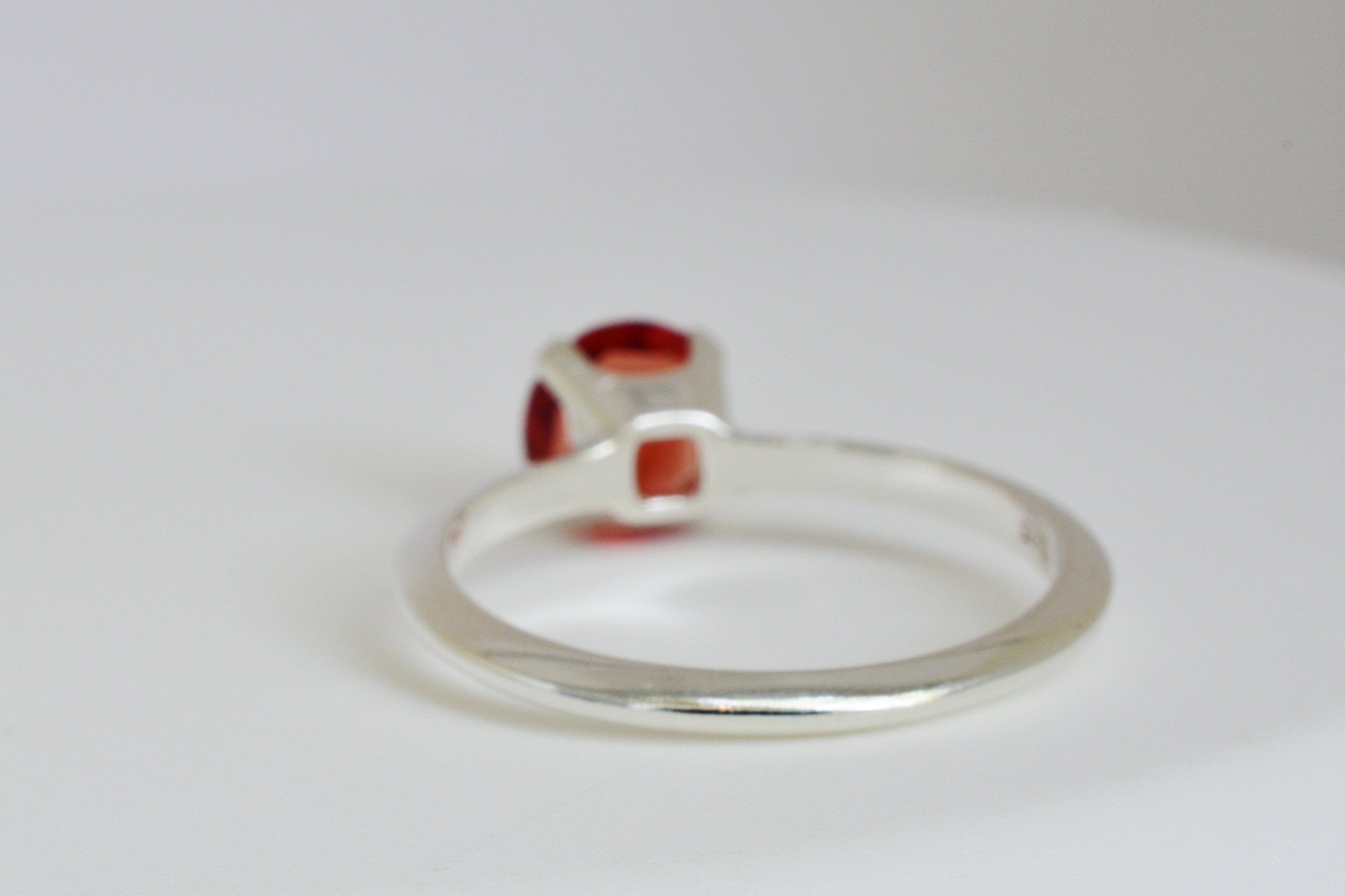 SOLD 7mm Red Labradorite Andesine Solitaire Ring Set in Sterling Silver .87 Ct Bright Reddish Orange Color