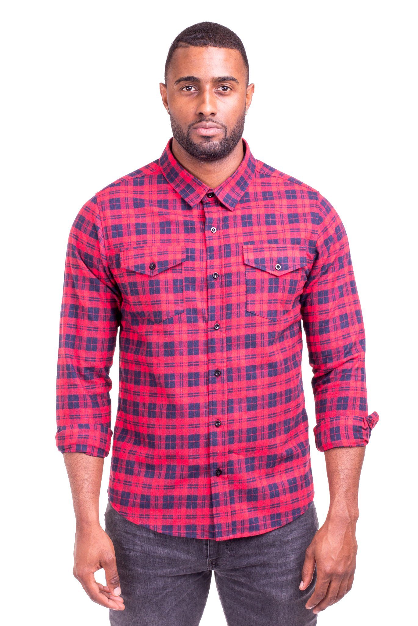 JOHNNY RED/BLUE PLAID FLANNEL | Poor Little Boy Clothing