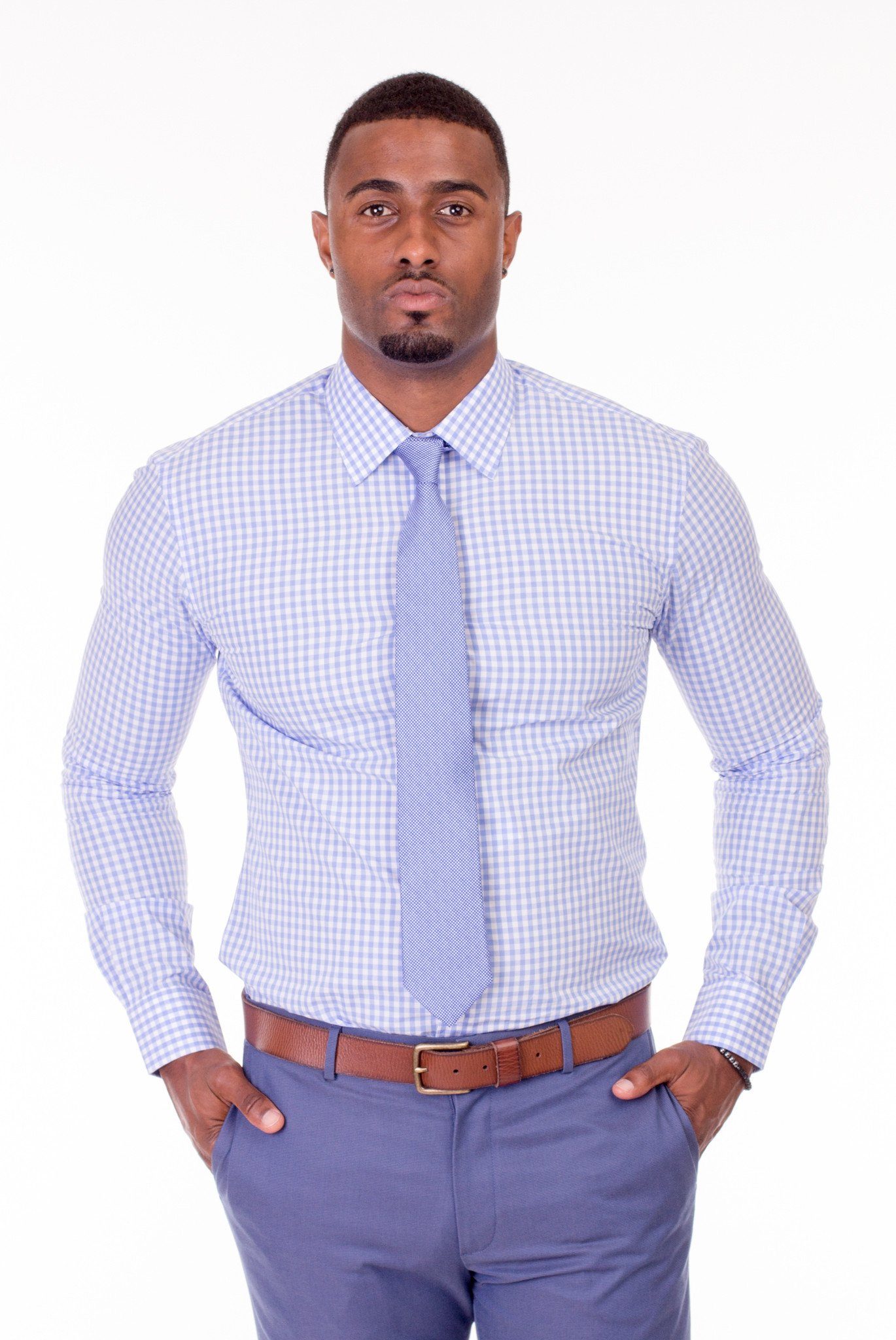 light blue gingham dress shirt