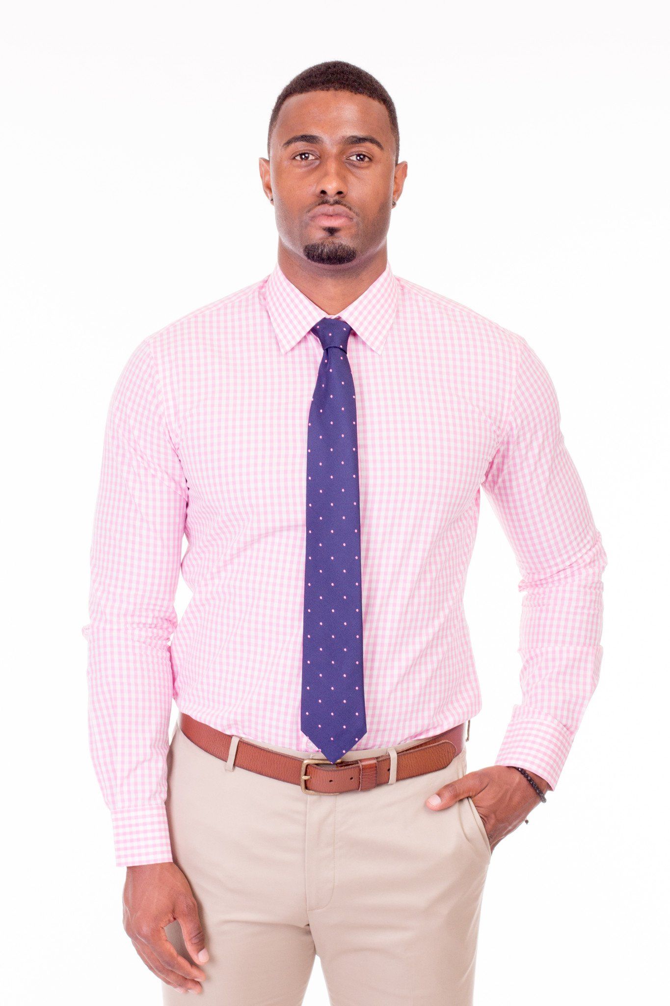 PINK AND WHITE GINGHAM DRESS SHIRT 
