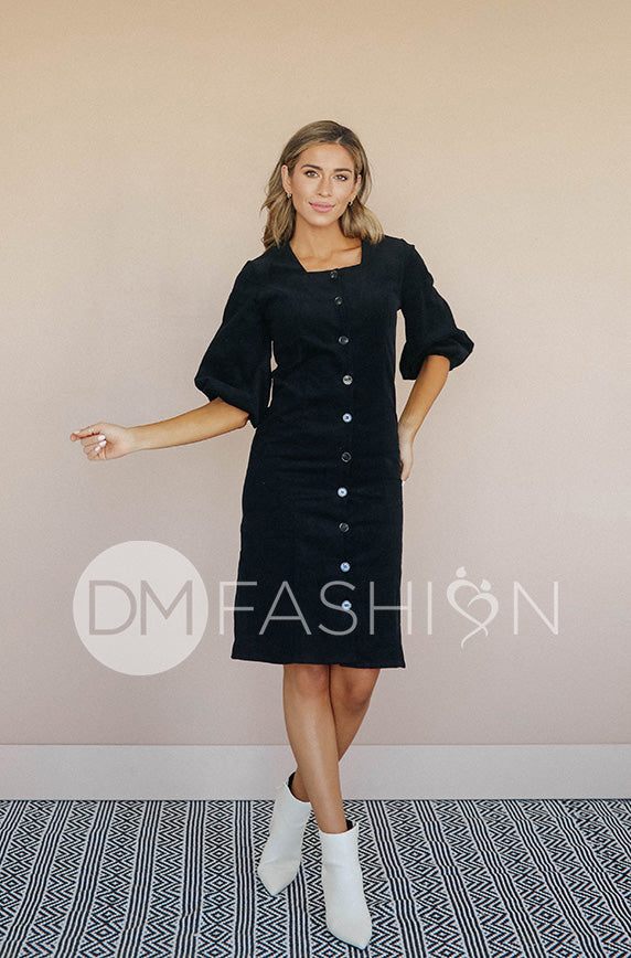 corduroy dress black