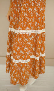 Emmy Floral Rust Maxi Dress