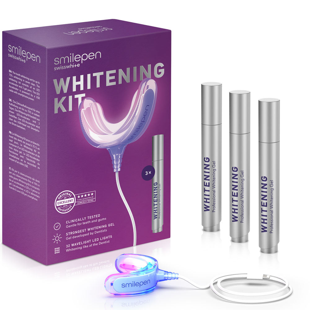 Image of Weisse Zähne Bleaching Set für die Zahnaufhellung Professional Kit & Accelerator für Zuhause von Smilepen Weisse Zähne