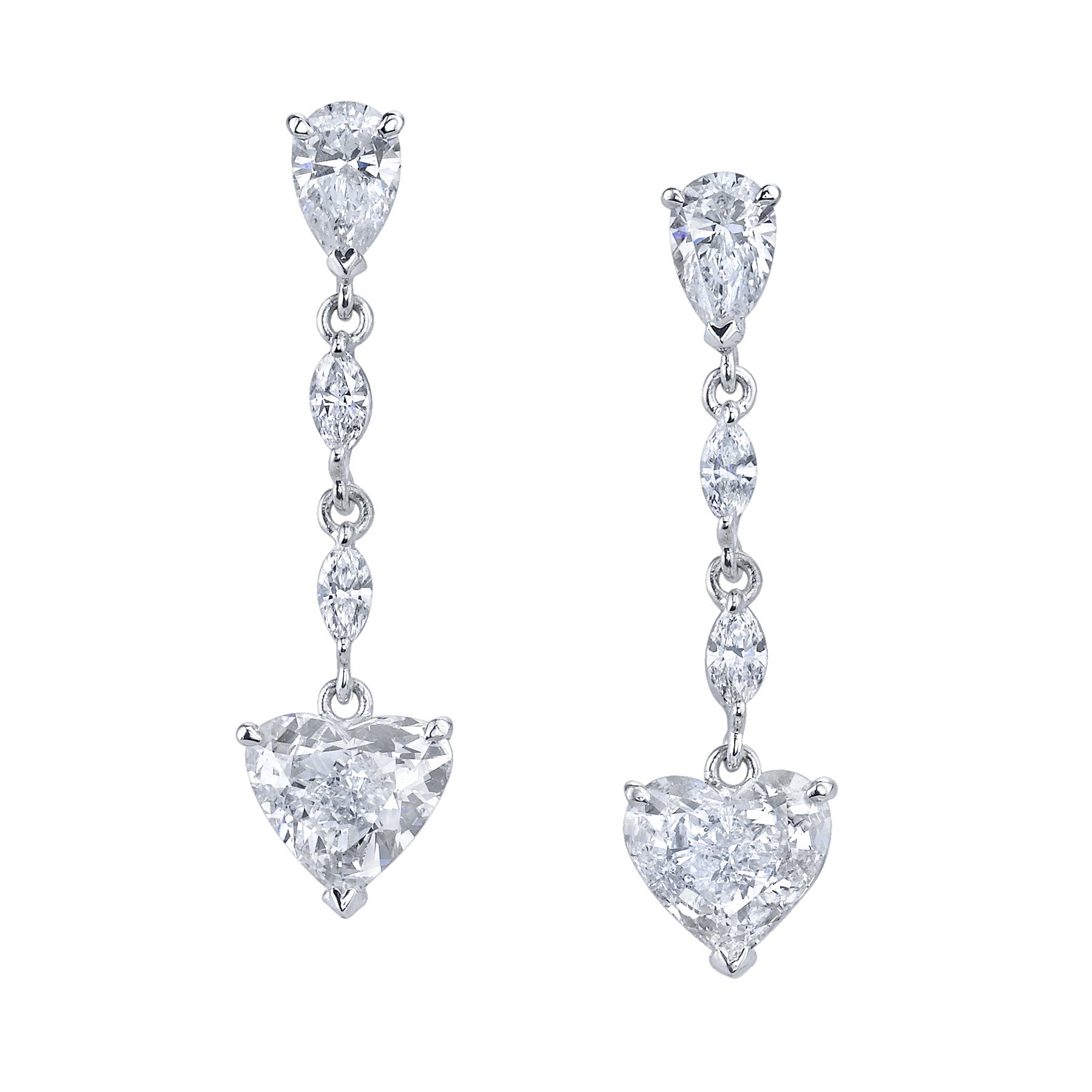 Heart Shape Diamond Drop Earrings – Pop Gems