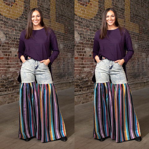 Buy Distressed Light Denim Red Multi Color Palazzo Wide Leg Jeans at Social  Butterfly Collection for only $ 98.00