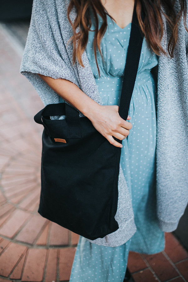 Natural 100% Cotton Medium Blank Black Canvas Adult Zipper Lined Tote Bag | Locally made ...