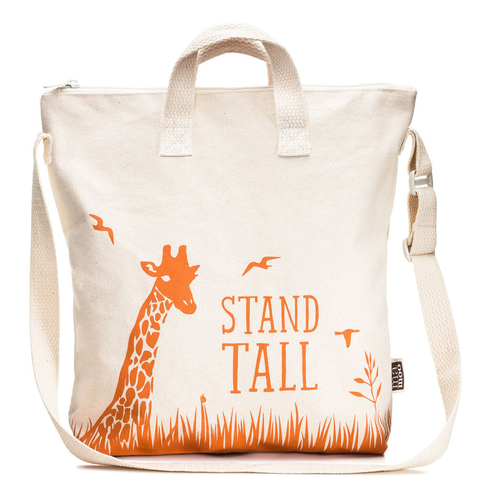 STEADY Giraffe Kids Zipper Tote Bag | Locally made, washable canvas tote bags.