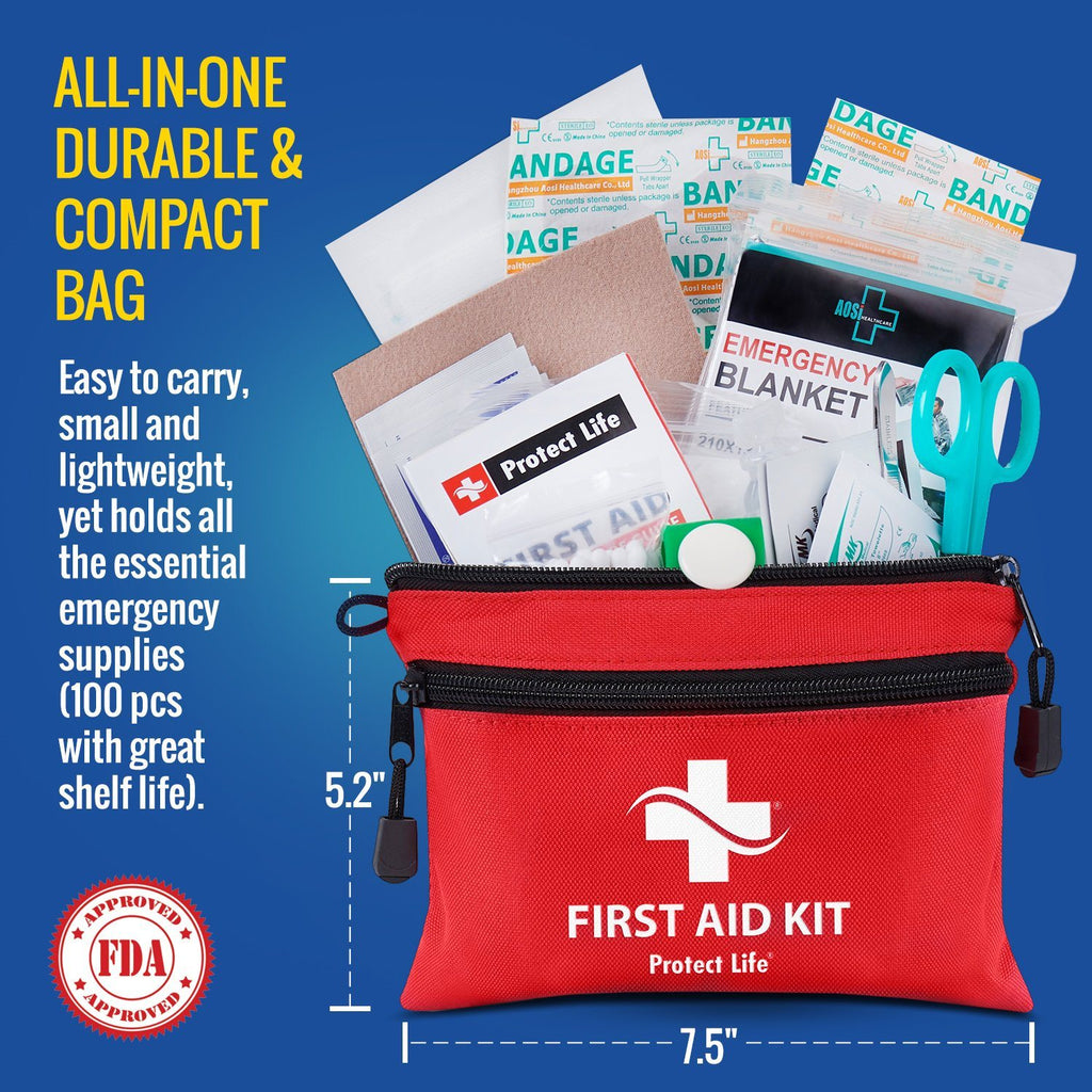 First Aid Kit for Backpacking, Travel, Hiking & Camping - First AiD Kit First AiD Kit 100 Piece Small First AiD Kit For Camping Hiking Backpacking Travel Vehicle 3 1024x1024