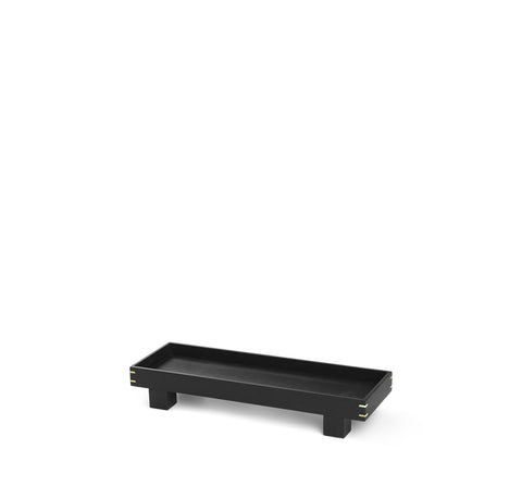 black wooden tray