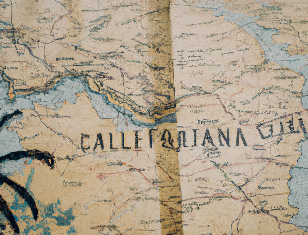 A vintage map of California laying  on the floor in joshua tree national park in a film