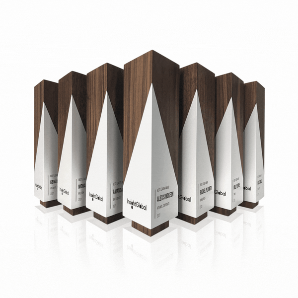 Trophyology Geometria Triangulus engraved wooden awards