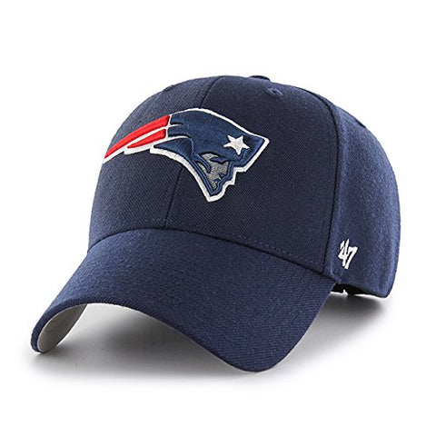 New England Patriots Hat NFL Authentic 47 Brand MVP Adjustable Velcroback  Navy Football Cap Adult One Size Men & Women 85% Acrylic,15% Wool