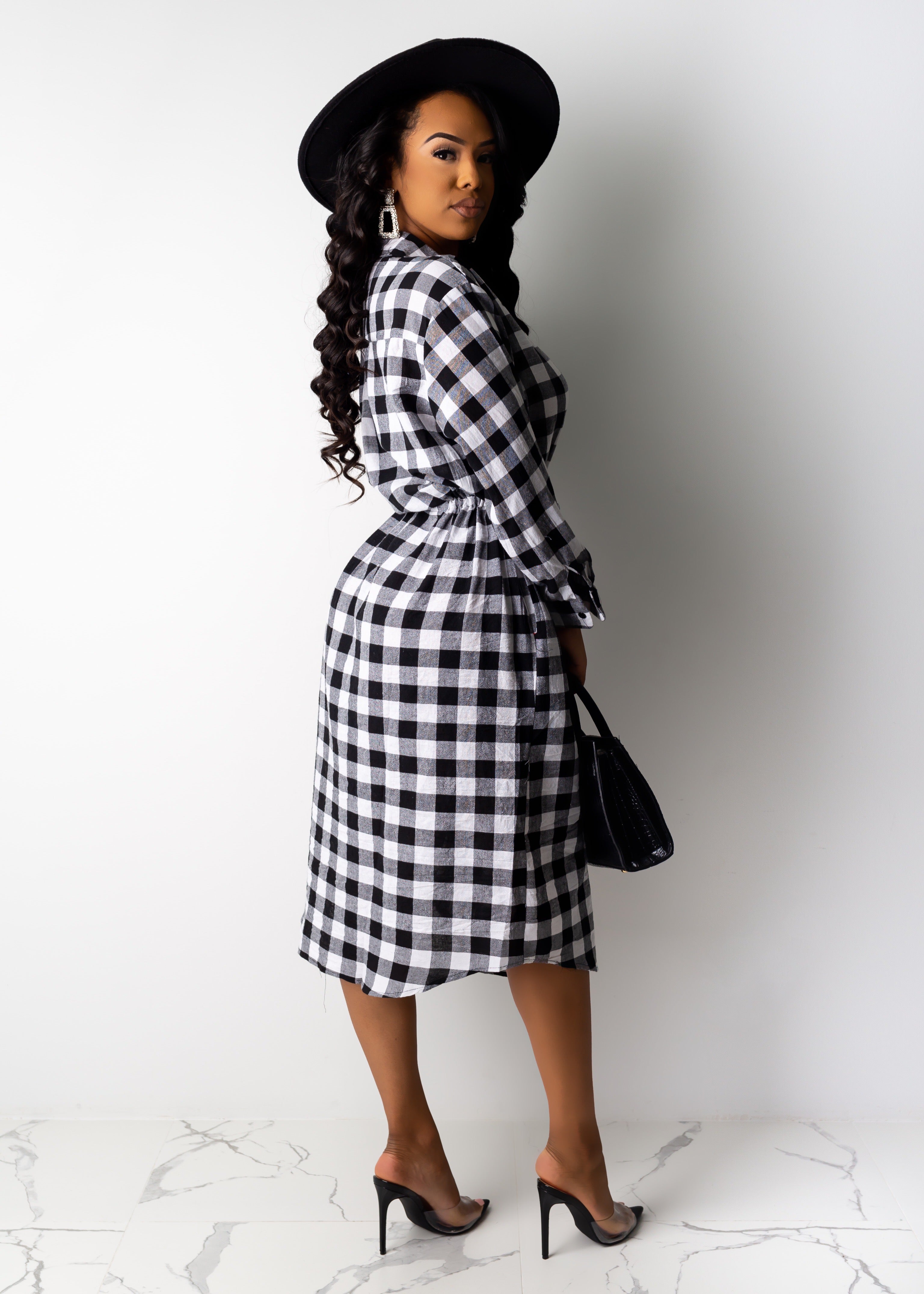 plaid midi dress