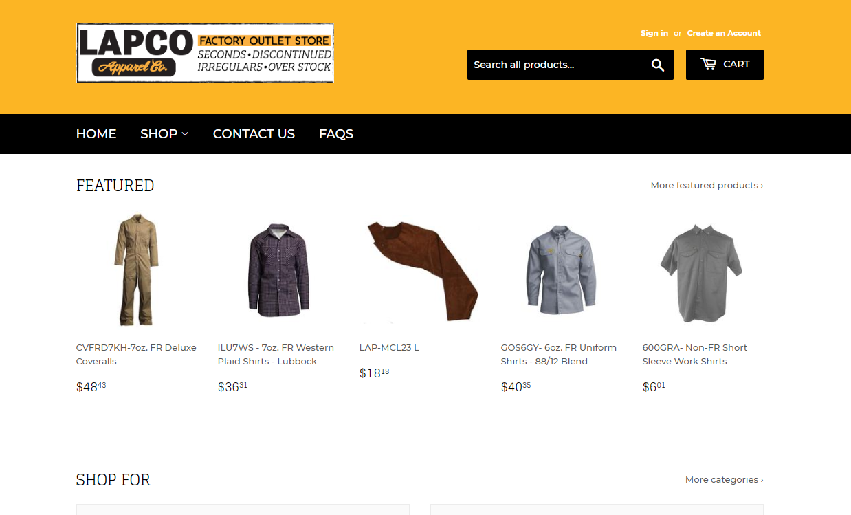 lapco factory outlet store website