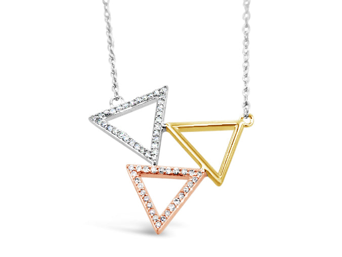 14k Gold Three-Tone .20ct Triangle Diamond Necklace – Nespoli Jewelers