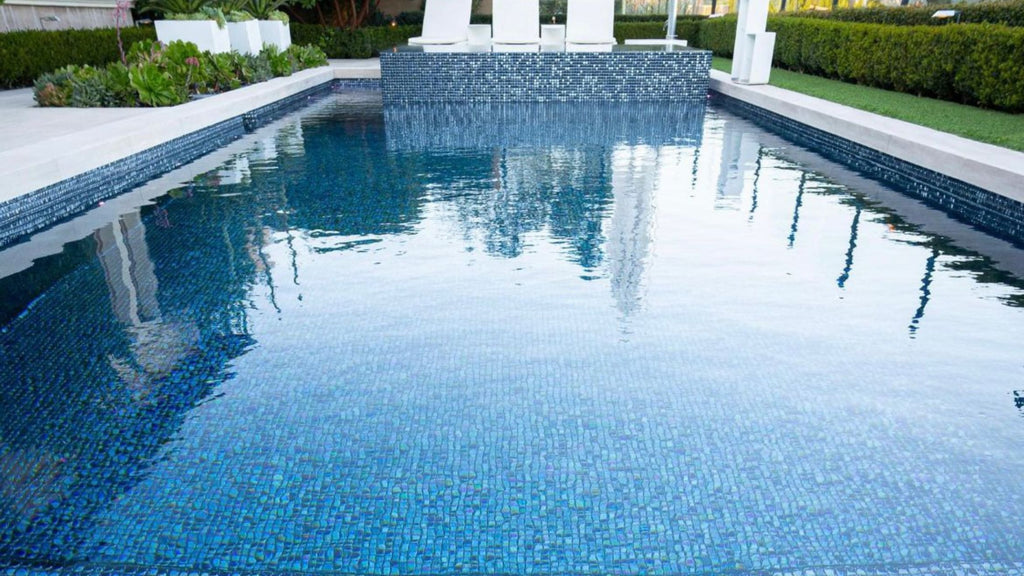 3D tiles installed in a luxury, all-glass tile pool.