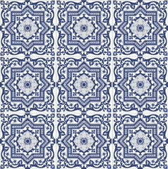 blue patterned porcelain tile