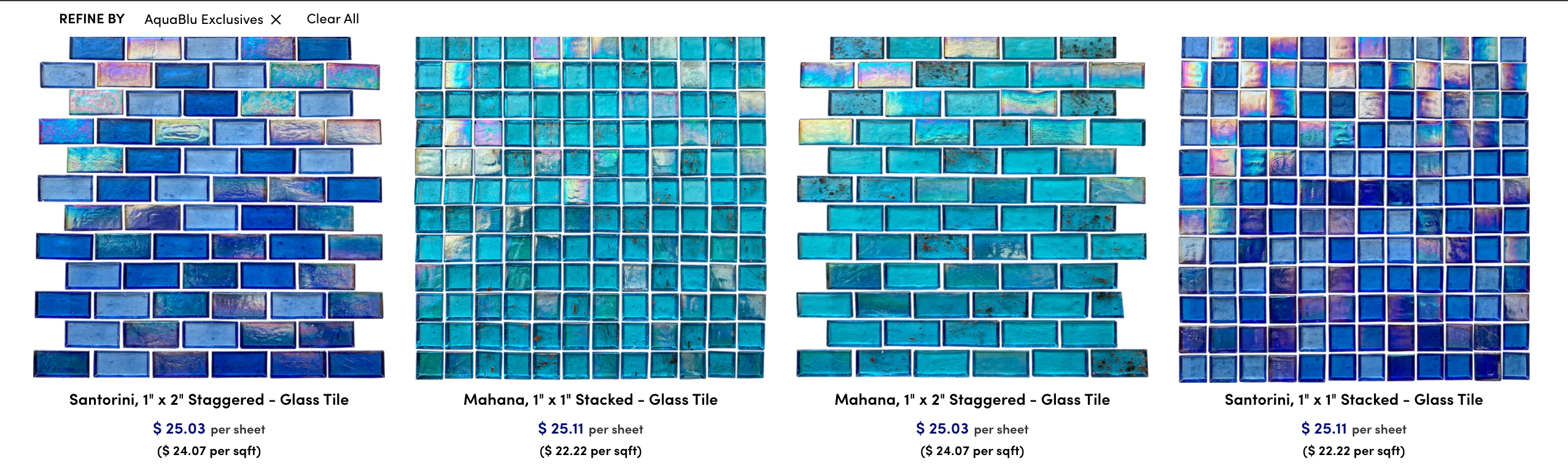 custom glass tile for pool 