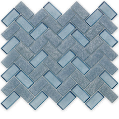blue herringbone tile