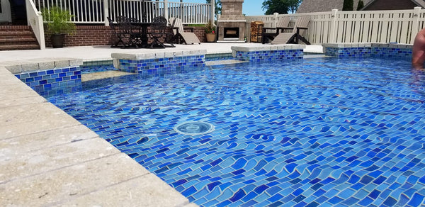 Glass tile pool finish