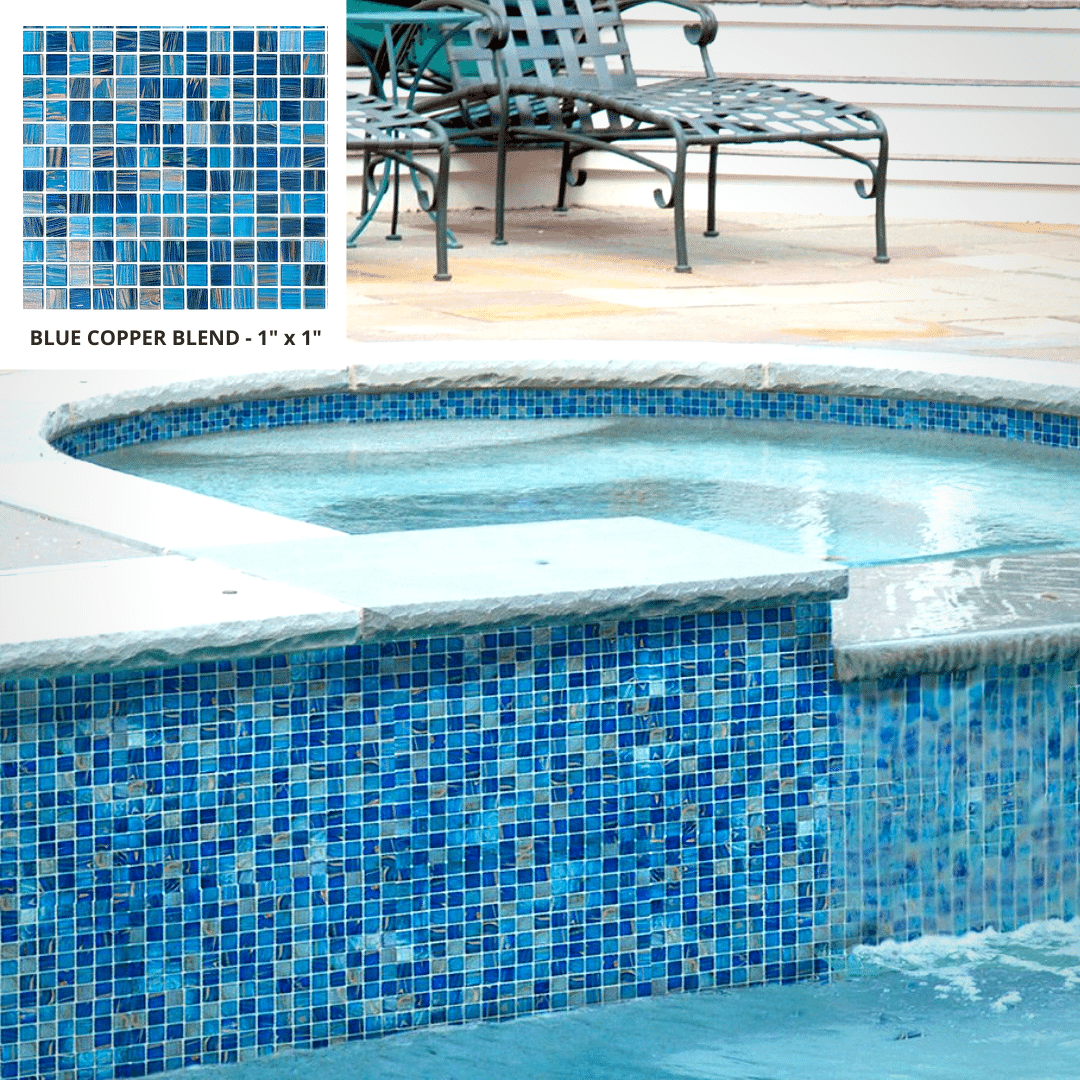 Blue glass pool tile 