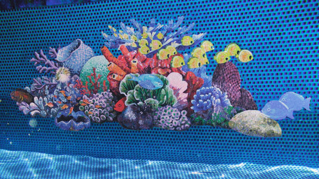 Colorful Underwater Pool Mosaic Mural