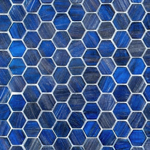 glass tile hexagon sapphire tiles hexagonal mosaic aquablumosaics