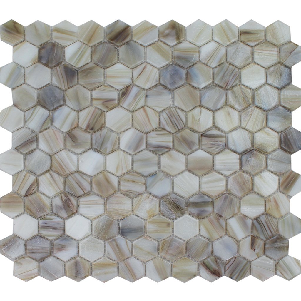 Agate, Hexagon Mosaic - Glass Tile - 1 Sheet (0.84 Sqft)