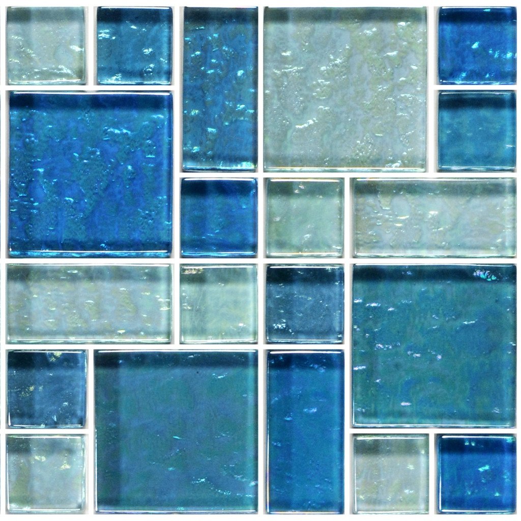 Blue Blend Mixed Gg8m2348b18 Mosaic Glass Tile