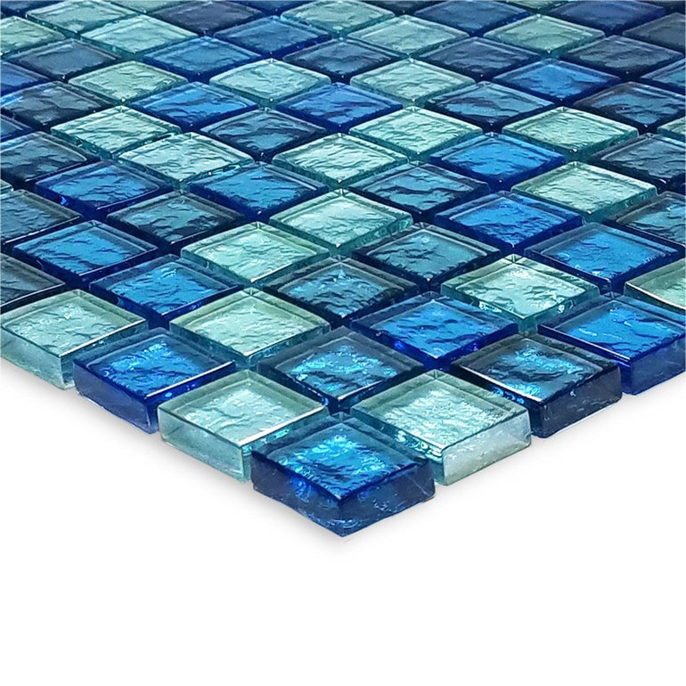 Blue Blend, 1" x 1" Mosaic Tile GG82323B18 Glass Tile for Pools