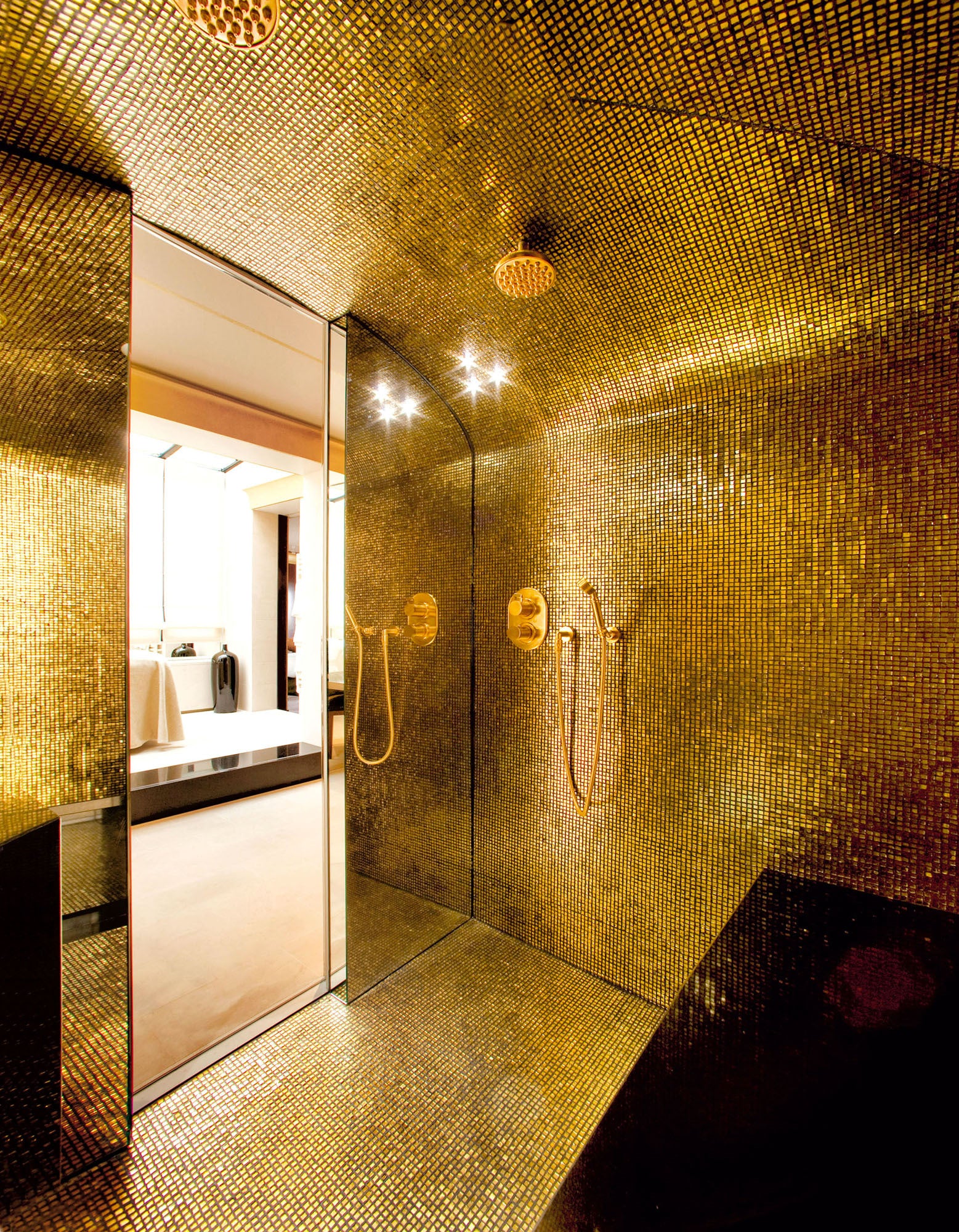24K gold tile shower