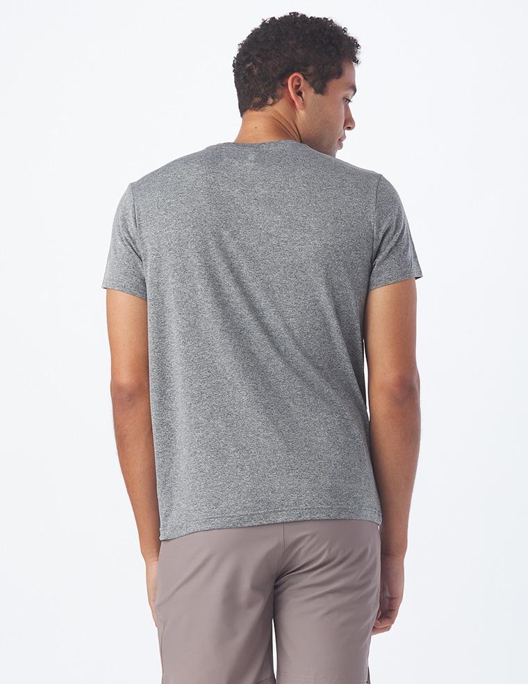 Ionian Short Sleeve: Charcoal Heather and White Stripe
