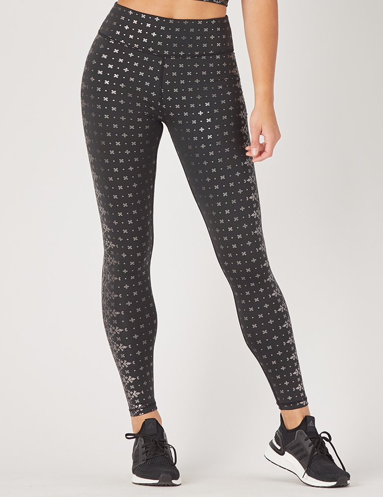 Sultry Legging Print: Black Gloss Wildflower Lace