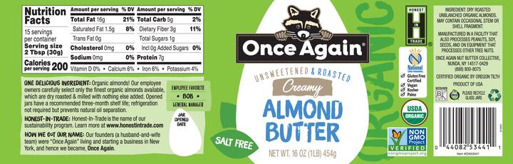 Once Again Almond Butter Nutrition Facts