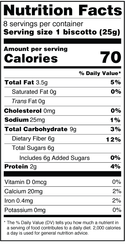 Monks' Anise Almond Biscotti Nutrition Facts