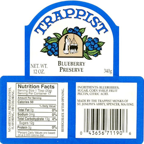 Trappist Blueberry Preserves Nutrition Facts