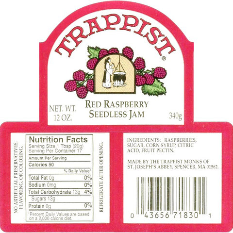 Trappist Red Raspberry Seedless Jam Nutrition Facts