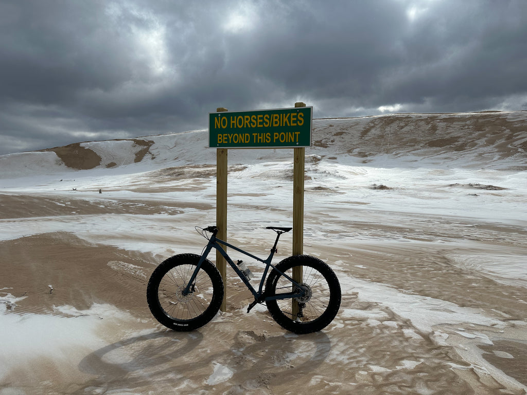 Fat bikes on silver lake sand dunes