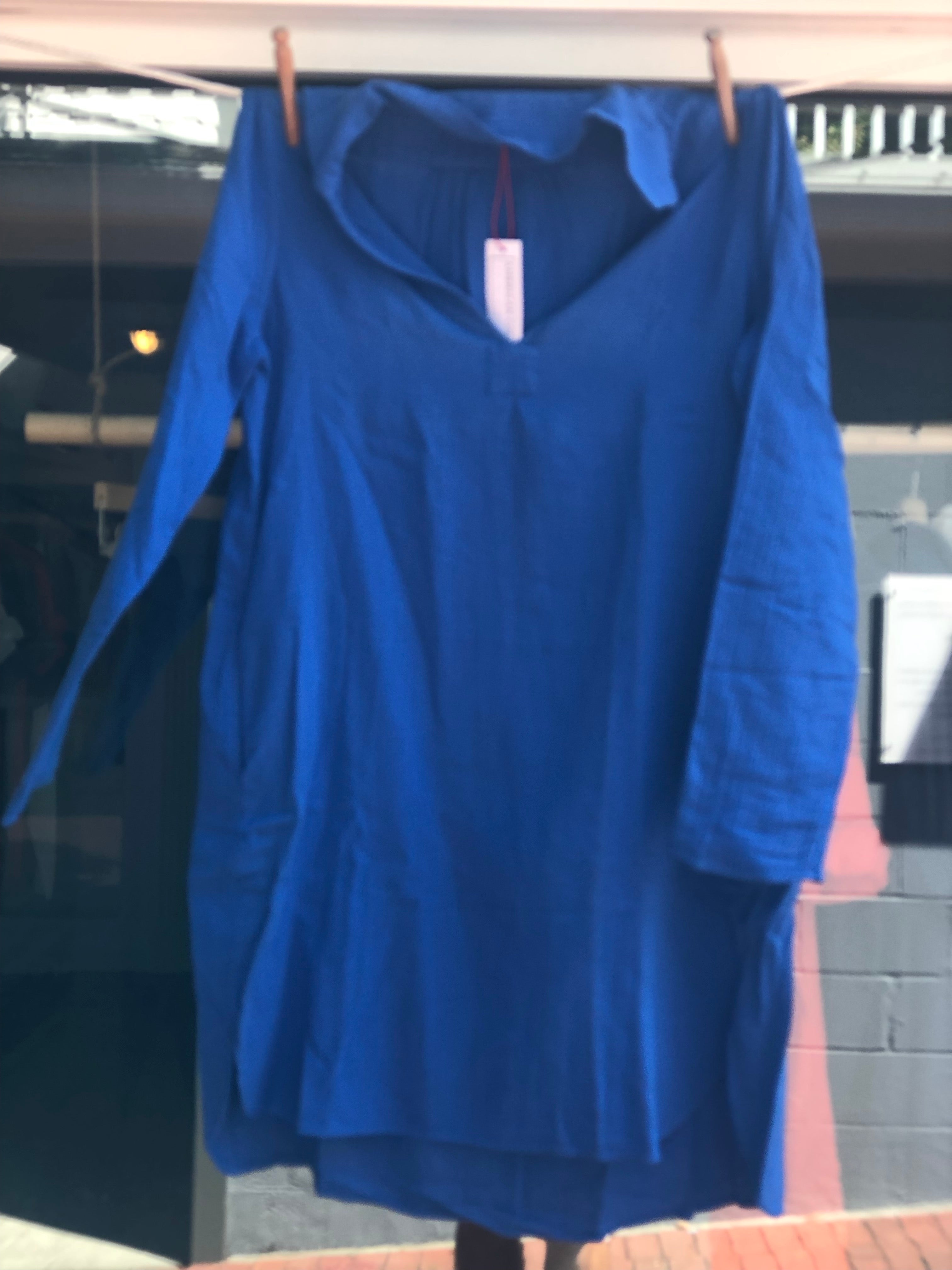 St. Tropez Dress in Dodger Blue Gauze
