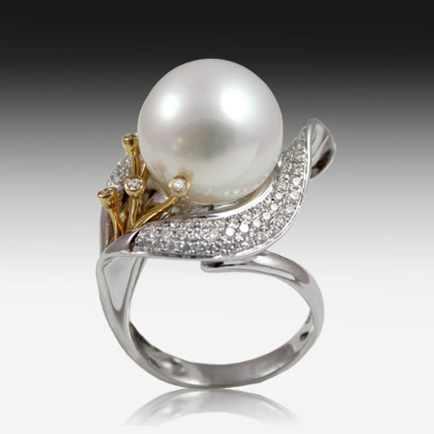 South Sea Pearl and Diamond ring