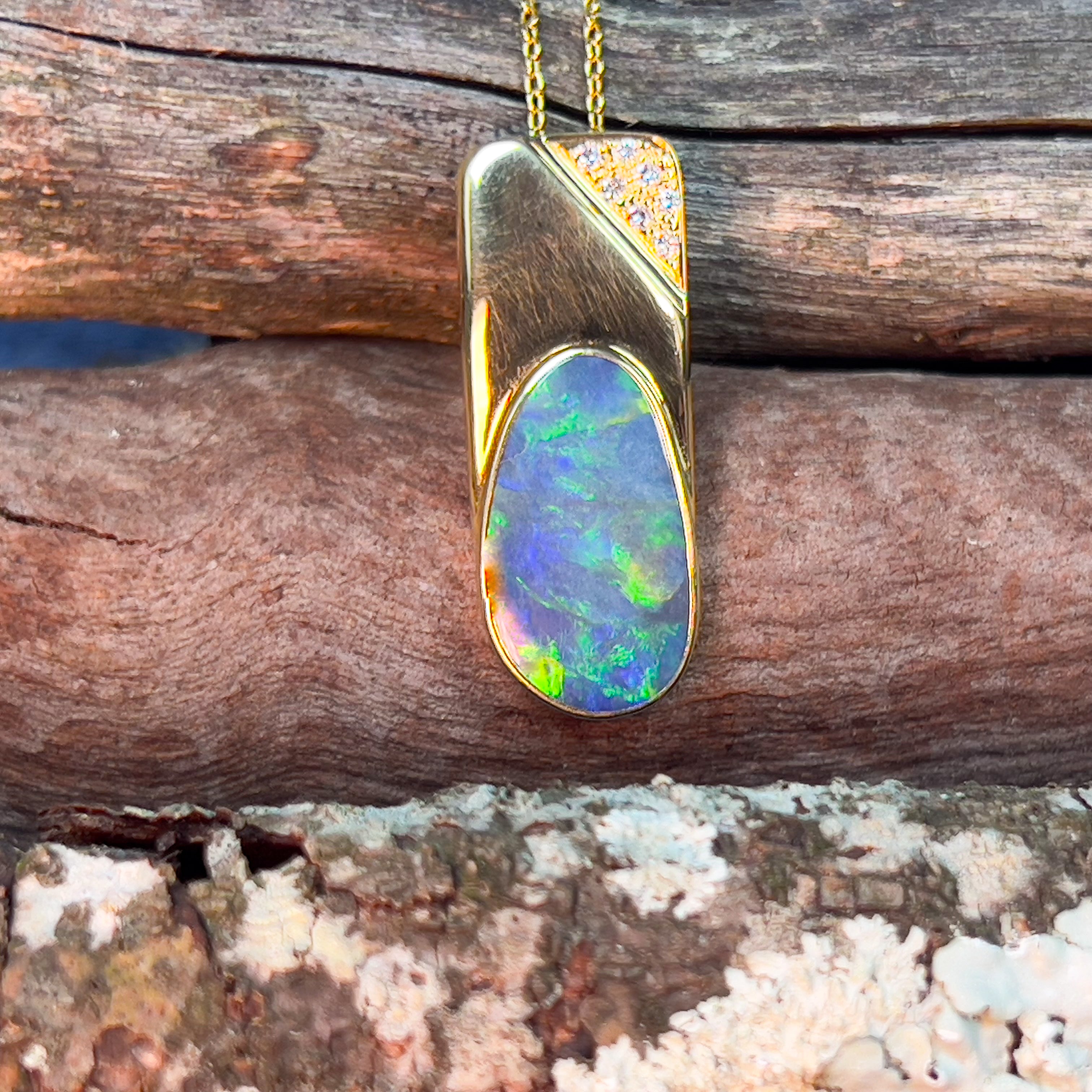 Black Opal in Sterling Silver Pendant | Curious Muse Crystals