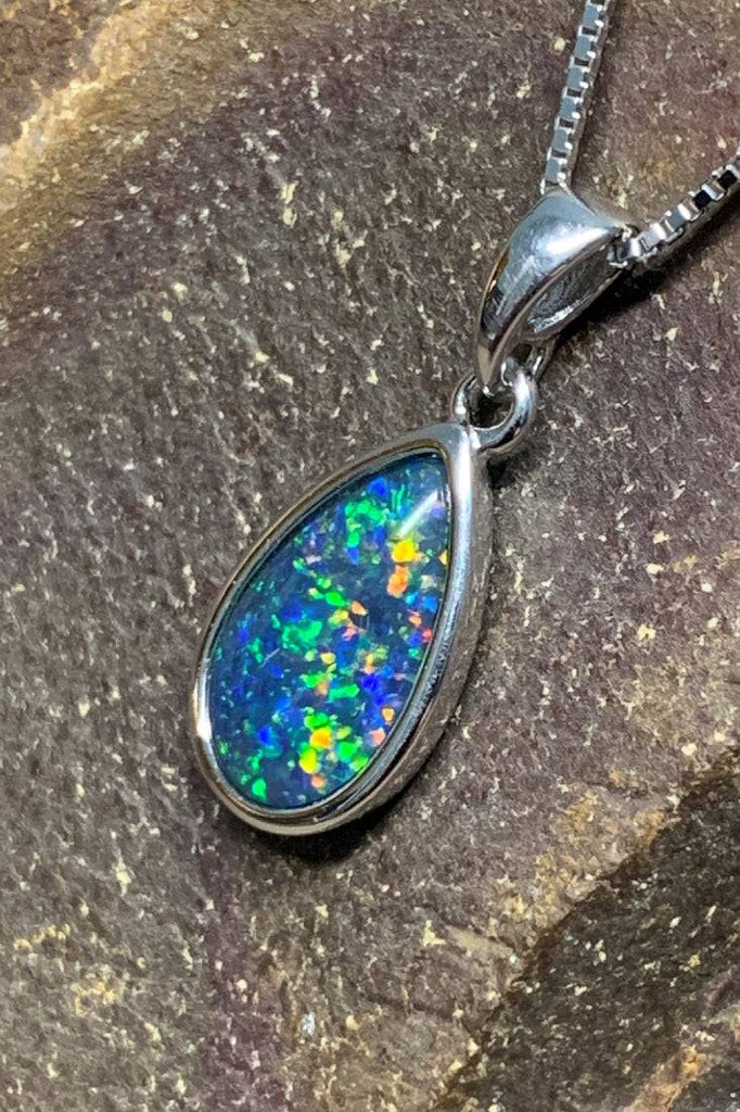 Amunet' Solid Black Opal Necklace in Gold - Black Star Opal